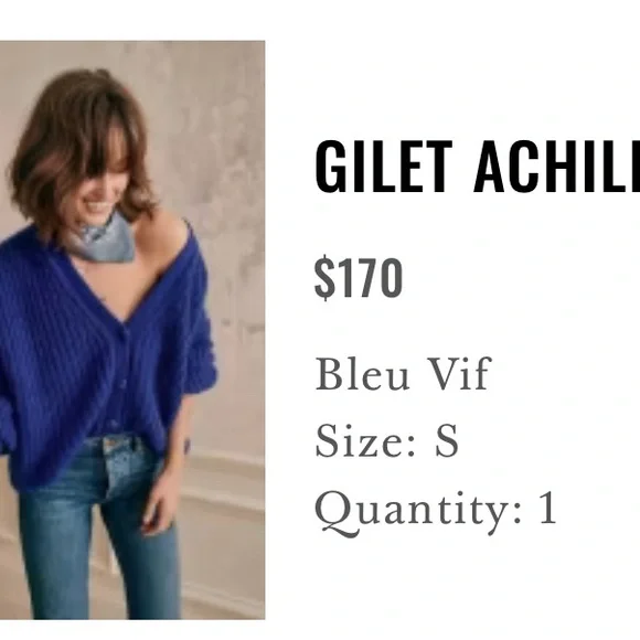 Sézane Gilet Achille Cardigan SIZE S - Picture 7 of 10